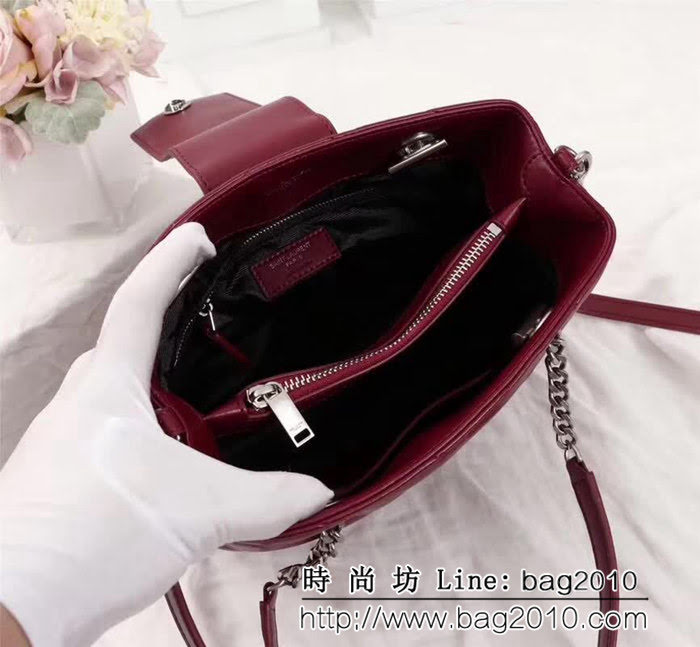 YSL聖羅蘭 爆款 LOULOU小號黑色Y型車線小牛皮時尚購物袋 27795 YAS1058